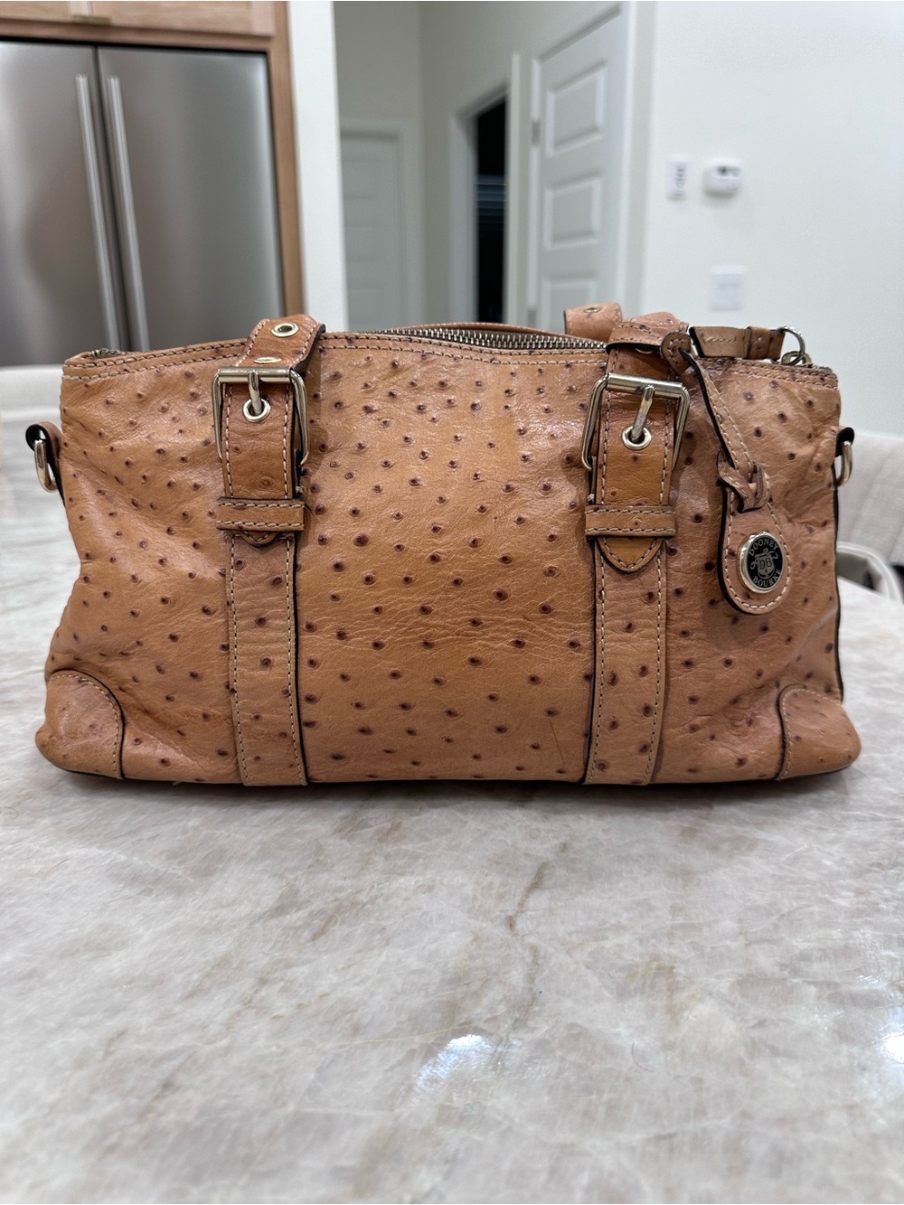 Dooney & Bourke Tan Ostrich-Texture Leather Shoulder Bag